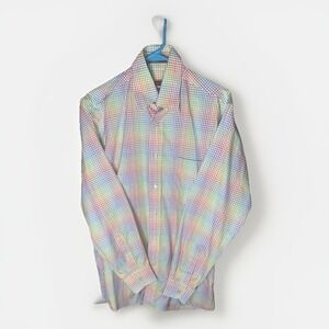 Forsyth of Canada Colorful Plaid 2ply 100% Cotton Size Medium Button Down Sleeve